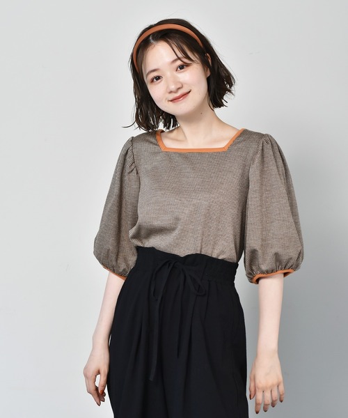 RETRO GIRL（レトロガール）の「柄パイピングパフTee（Tシャツ/カットソー・レディース・ブラック系その他/グレー系その他/オレンジ系その他・FREE）」の3枚目の写真