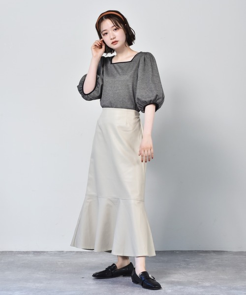 RETRO GIRL（レトロガール）の「柄パイピングパフTee（Tシャツ/カットソー・レディース・ブラック系その他/グレー系その他/オレンジ系その他・FREE）」の12枚目の写真