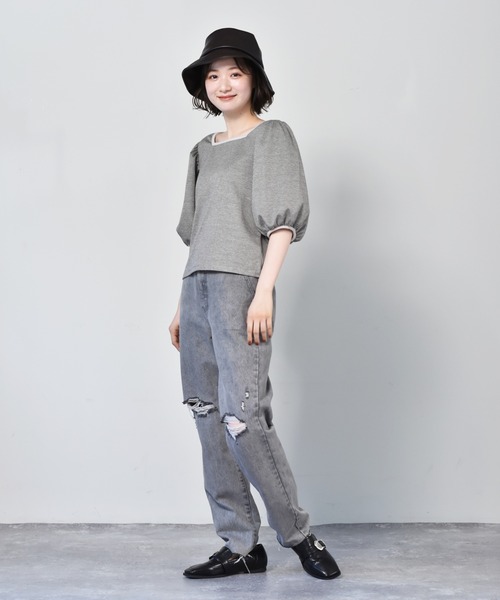 RETRO GIRL（レトロガール）の「柄パイピングパフTee（Tシャツ/カットソー・レディース・ブラック系その他/グレー系その他/オレンジ系その他・FREE）」の18枚目の写真