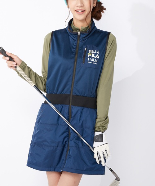 FILA（フィラ）の「【FILA GOLF/フィラゴルフ】ブランドロゴ ドッキング中綿ワンピース/撥水加工/保温（ワンピース・レディース・ブラック/オフホワイト/ネイビー・L/LL/M）」の6枚目の写真