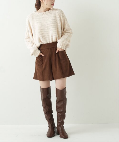 RAY CASSIN（レイカズン）の「スエードツイルショートパンツ（その他パンツ・レディース・ブラック/ブラウン/グレイッシュベージュ・FREE）」の9枚目の写真