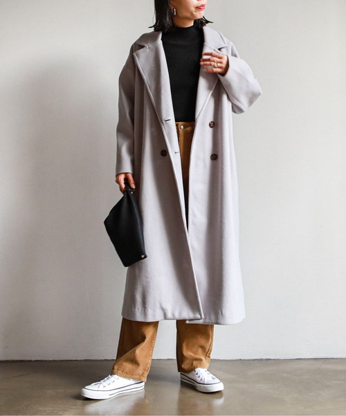 feepur(フェピュール)の「ロングチェスターコート(チェスターコート・レディース・アイボリー/ブラック/チャコールグレー/ブルーグレー/モカ・MEDIUM)」の5枚目の写真