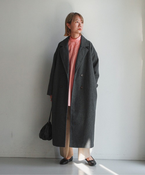 feepur(フェピュール)の「ロングチェスターコート(チェスターコート・レディース・アイボリー/ブラック/チャコールグレー/ブルーグレー/モカ・MEDIUM)」の12枚目の写真