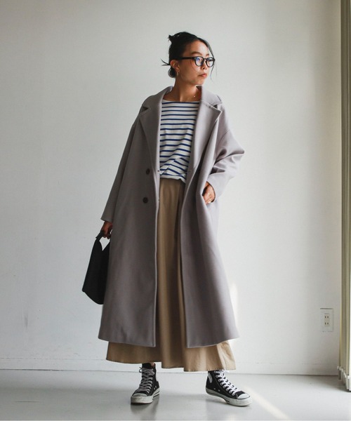 feepur(フェピュール)の「ロングチェスターコート(チェスターコート・レディース・アイボリー/ブラック/チャコールグレー/ブルーグレー/モカ・MEDIUM)」の18枚目の写真