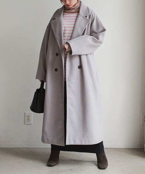 feepur(フェピュール)の「ロングチェスターコート(チェスターコート・レディース・アイボリー/ブラック/チャコールグレー/ブルーグレー/モカ・MEDIUM)」の21枚目の写真
