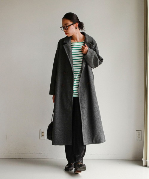 feepur(フェピュール)の「ロングチェスターコート(チェスターコート・レディース・アイボリー/ブラック/チャコールグレー/ブルーグレー/モカ・MEDIUM)」の9枚目の写真