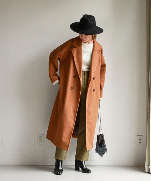 feepur(フェピュール)の「ロングチェスターコート(チェスターコート・レディース・アイボリー/ブラック/チャコールグレー/ブルーグレー/モカ・MEDIUM)」の14枚目の写真