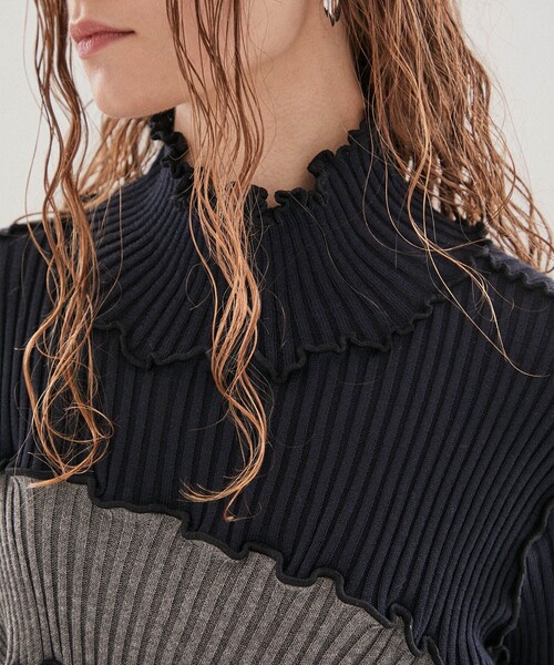 kotohayokozawa（コトハヨコザワ）の「【kotohayokozawa(コトハヨコザワ)】ハイネックリブニット KT21A-KN03（ニット/セーター・レディース・ピンク/グレー・FREE）」の12枚目の写真