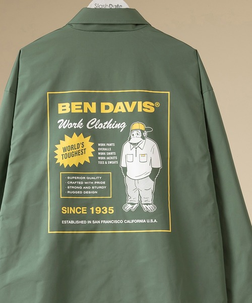 BEN DAVIS（ベンデイビス）の「【BENDAVIS／ベンデイビス】バックプリントコーチジャケット（ナイロンジャケット・メンズ・ベージュ/ネイビー/グリーン・M/L/XL）」の3枚目の写真