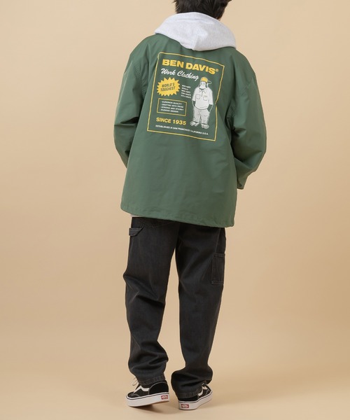 BEN DAVIS（ベンデイビス）の「【BENDAVIS／ベンデイビス】バックプリントコーチジャケット（ナイロンジャケット・メンズ・ベージュ/ネイビー/グリーン・M/L/XL）」の15枚目の写真