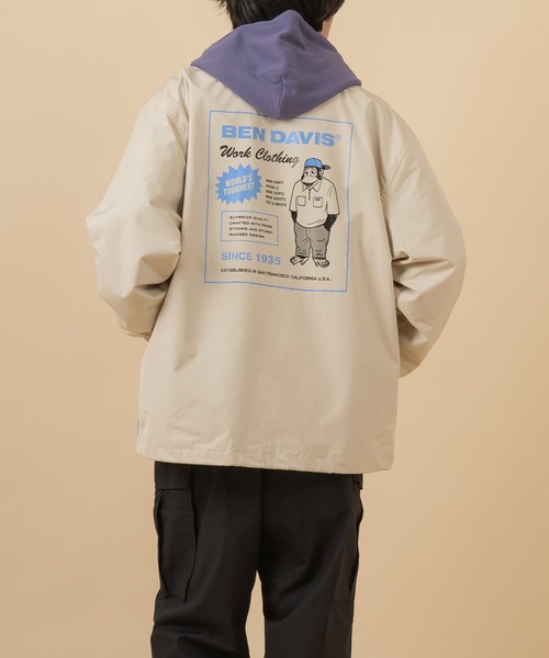 BEN DAVIS（ベンデイビス）の「【BENDAVIS／ベンデイビス】バックプリントコーチジャケット（ナイロンジャケット・メンズ・ベージュ/ネイビー/グリーン・M/L/XL）」の19枚目の写真