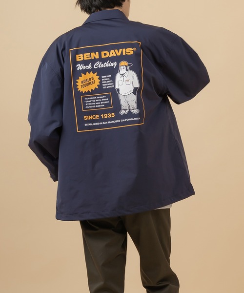 BEN DAVIS（ベンデイビス）の「【BENDAVIS／ベンデイビス】バックプリントコーチジャケット（ナイロンジャケット・メンズ・ベージュ/ネイビー/グリーン・M/L/XL）」の21枚目の写真