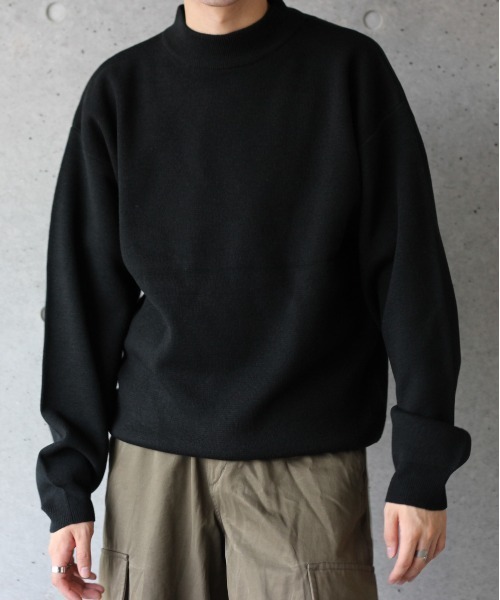 y/m by れぽすけ（イムバイレポスケ）の「ハイゲージモックネックニット（ニット/セーター・メンズ・ブラック/ベージュ/ブルー・MEDIUM/LARGE）」の8枚目の写真