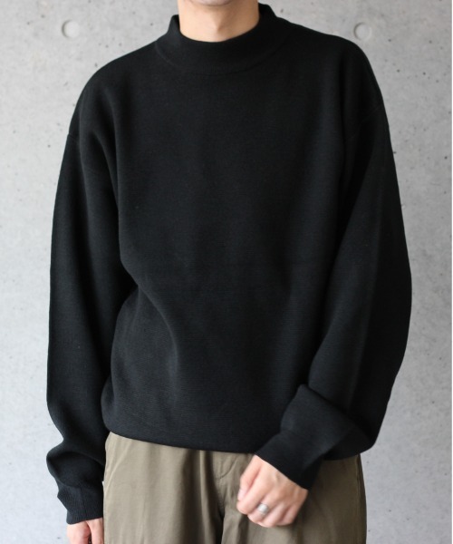 y/m by れぽすけ（イムバイレポスケ）の「ハイゲージモックネックニット（ニット/セーター・メンズ・ブラック/ベージュ/ブルー・MEDIUM/LARGE）」の9枚目の写真