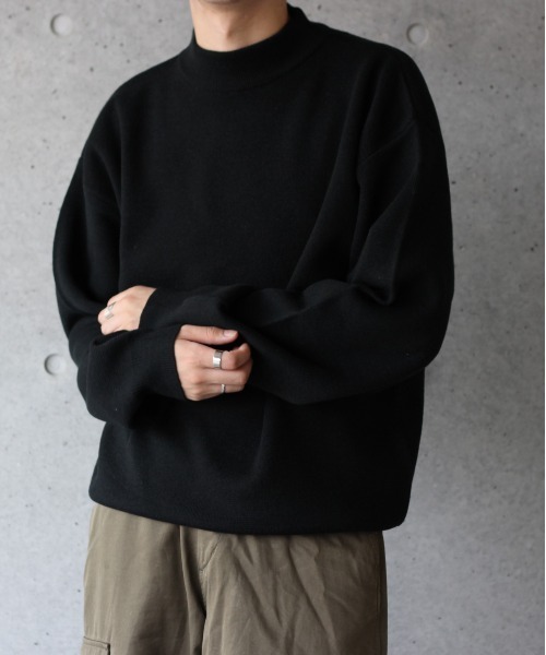 y/m by れぽすけ（イムバイレポスケ）の「ハイゲージモックネックニット（ニット/セーター・メンズ・ブラック/ベージュ/ブルー・MEDIUM/LARGE）」の14枚目の写真