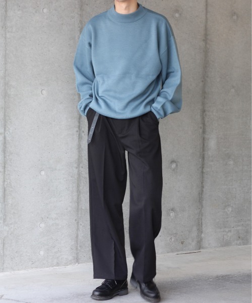 y/m by れぽすけ（イムバイレポスケ）の「ハイゲージモックネックニット（ニット/セーター・メンズ・ブラック/ベージュ/ブルー・MEDIUM/LARGE）」の11枚目の写真