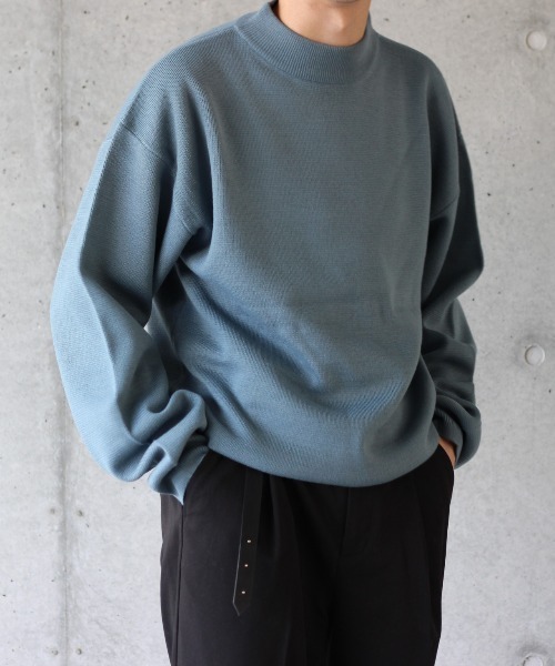 y/m by れぽすけ（イムバイレポスケ）の「ハイゲージモックネックニット（ニット/セーター・メンズ・ブラック/ベージュ/ブルー・MEDIUM/LARGE）」の15枚目の写真