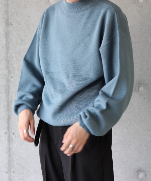 y/m by れぽすけ（イムバイレポスケ）の「ハイゲージモックネックニット（ニット/セーター・メンズ・ブラック/ベージュ/ブルー・MEDIUM/LARGE）」の19枚目の写真
