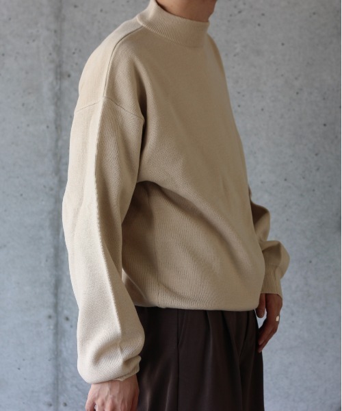 y/m by れぽすけ（イムバイレポスケ）の「ハイゲージモックネックニット（ニット/セーター・メンズ・ブラック/ベージュ/ブルー・MEDIUM/LARGE）」の12枚目の写真