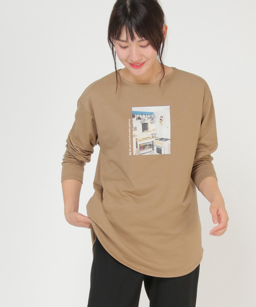 LBC(エルビーシー)の「バックスリットプリントプルオーバー(Tシャツ/カットソー・レディース・チャコールグレー/モカ・M/L)」の19枚目の写真