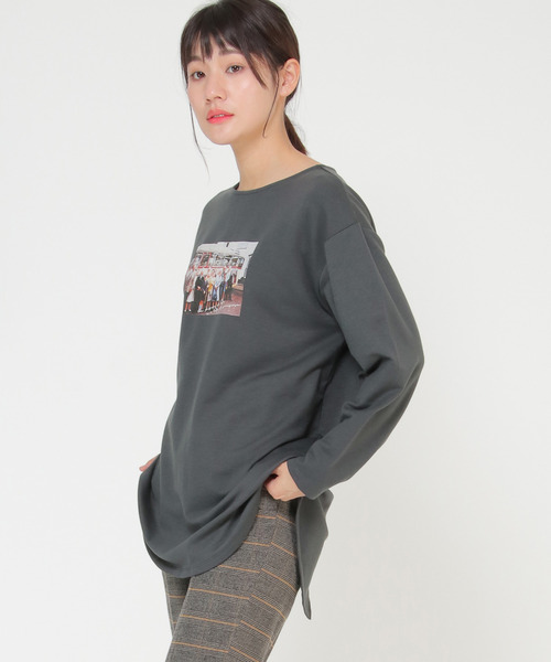 LBC(エルビーシー)の「バックスリットプリントプルオーバー(Tシャツ/カットソー・レディース・チャコールグレー/モカ・M/L)」の20枚目の写真