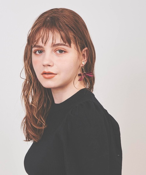 31 Sons de mode(トランテアン ソン ドゥ モード)の「ベロアリボンイヤリング(イヤリング・レディース・ボルドー/ブラック・38)」の2枚目の写真