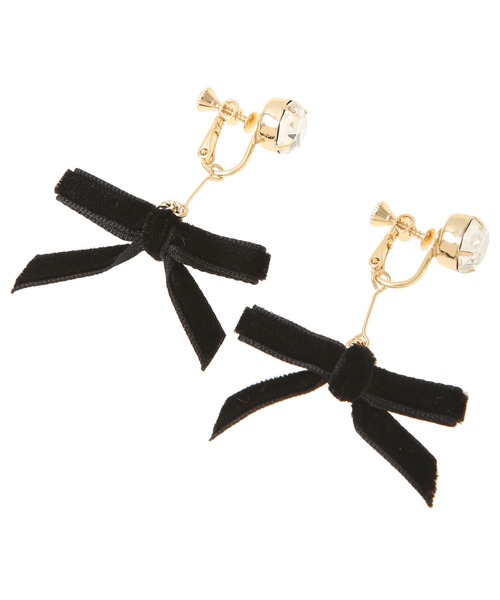 31 Sons de mode(トランテアン ソン ドゥ モード)の「ベロアリボンイヤリング(イヤリング・レディース・ボルドー/ブラック・38)」の3枚目の写真