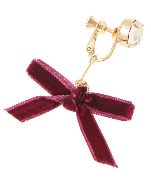 31 Sons de mode(トランテアン ソン ドゥ モード)の「ベロアリボンイヤリング(イヤリング・レディース・ボルドー/ブラック・38)」の5枚目の写真