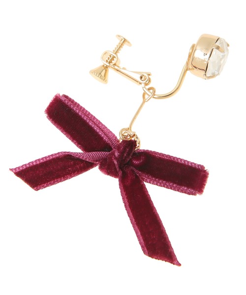 31 Sons de mode(トランテアン ソン ドゥ モード)の「ベロアリボンイヤリング(イヤリング・レディース・ボルドー/ブラック・38)」の6枚目の写真