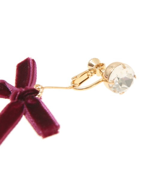 31 Sons de mode(トランテアン ソン ドゥ モード)の「ベロアリボンイヤリング(イヤリング・レディース・ボルドー/ブラック・38)」の7枚目の写真