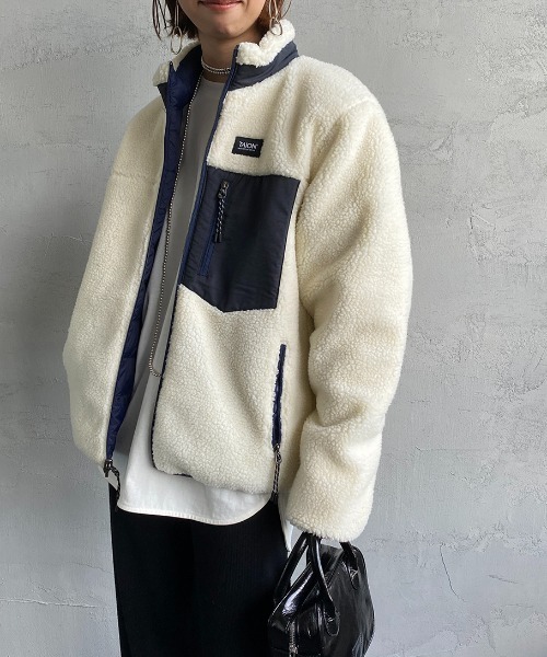 TAION UNFILO【リバーシブル】ダウン & フリースジャケット クリーム UNFILO L 【TAION×UNFILO】リバーシブルボアダウン （クリーム