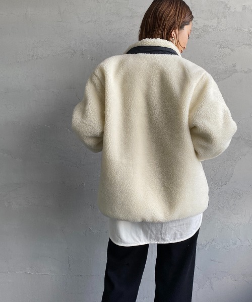 TAION（タイオン）の「【WEB限定】[TAION/タイオン] ダウン×ボアフリース リバーシブルジャケット（ダウンジャケット/コート・レディース・ライトグレー/ネイビー/ライトブラウン・S/M/L）」の5枚目の写真