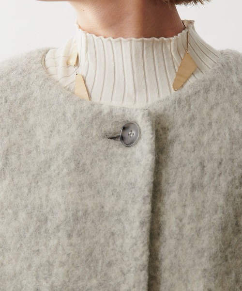 Omekashi（オメカシ）の「ノーカラーシャギーコート（ノーカラーコート・レディース・チャコールグレー/ライトグレー・FREE）」の13枚目の写真