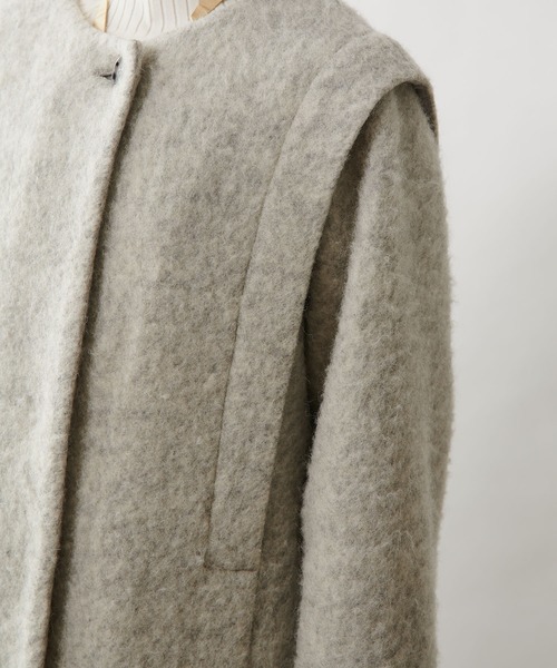 Omekashi（オメカシ）の「ノーカラーシャギーコート（ノーカラーコート・レディース・チャコールグレー/ライトグレー・FREE）」の14枚目の写真