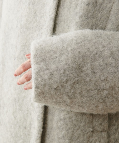 Omekashi（オメカシ）の「ノーカラーシャギーコート（ノーカラーコート・レディース・チャコールグレー/ライトグレー・FREE）」の15枚目の写真