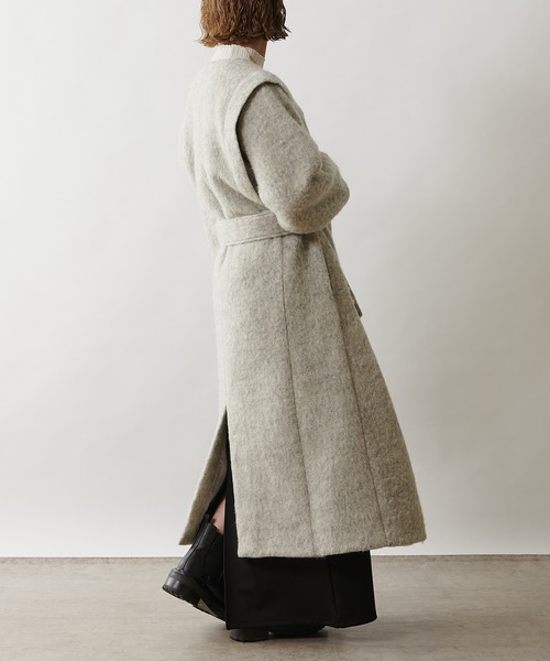 Omekashi（オメカシ）の「ノーカラーシャギーコート（ノーカラーコート・レディース・チャコールグレー/ライトグレー・FREE）」の4枚目の写真