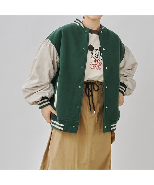 CPCM(シーピーシーエム)の「袖切替スタジャン(スタジャン・レディース・ネイビー/ブラック/グリーン・FREE)」の3枚目の写真