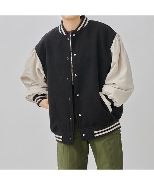 CPCM(シーピーシーエム)の「袖切替スタジャン(スタジャン・レディース・ネイビー/ブラック/グリーン・FREE)」の2枚目の写真