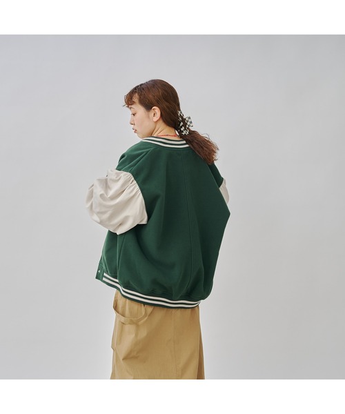CPCM(シーピーシーエム)の「袖切替スタジャン(スタジャン・レディース・ネイビー/ブラック/グリーン・FREE)」の4枚目の写真