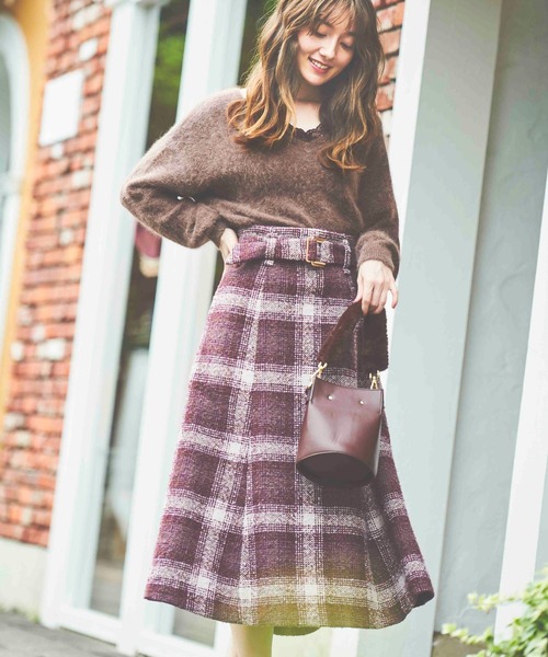 NOELA（ノエラ）の「チェックツイードマーメイドスカート（スカート・レディース・ブラウン/ブルー/ピンク・S/M）」の3枚目の写真