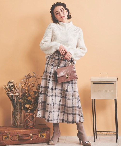 NOELA（ノエラ）の「チェックツイードマーメイドスカート（スカート・レディース・ブラウン/ブルー/ピンク・S/M）」の4枚目の写真