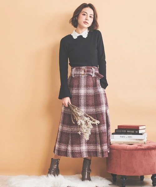 NOELA（ノエラ）の「チェックツイードマーメイドスカート（スカート・レディース・ブラウン/ブルー/ピンク・S/M）」の5枚目の写真