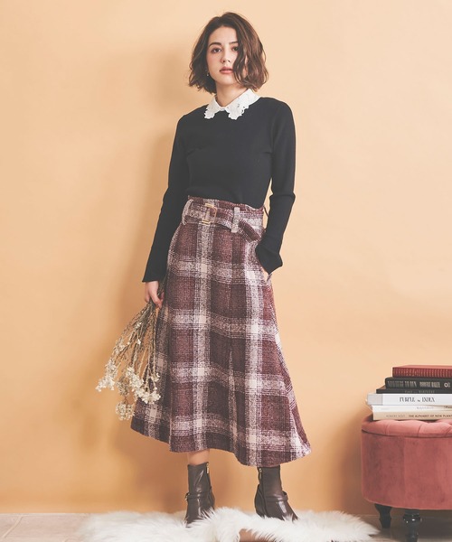 NOELA（ノエラ）の「チェックツイードマーメイドスカート（スカート・レディース・ブラウン/ブルー/ピンク・S/M）」の6枚目の写真