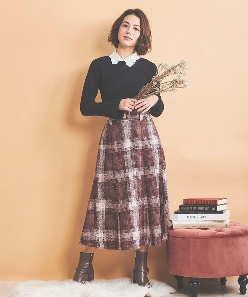 NOELA（ノエラ）の「チェックツイードマーメイドスカート（スカート・レディース・ブラウン/ブルー/ピンク・S/M）」の7枚目の写真