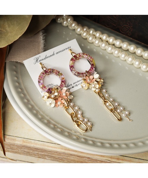 tone（トーン）の「【Ateliermimi】[ピアス]Flower hoops and flower charms(MA)（ピアス（両耳用）・レディース・ゴールド・FREE）」の2枚目の写真