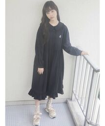 merry jenny | フリルカラーbear刺繍ワンピース(ワンピース)