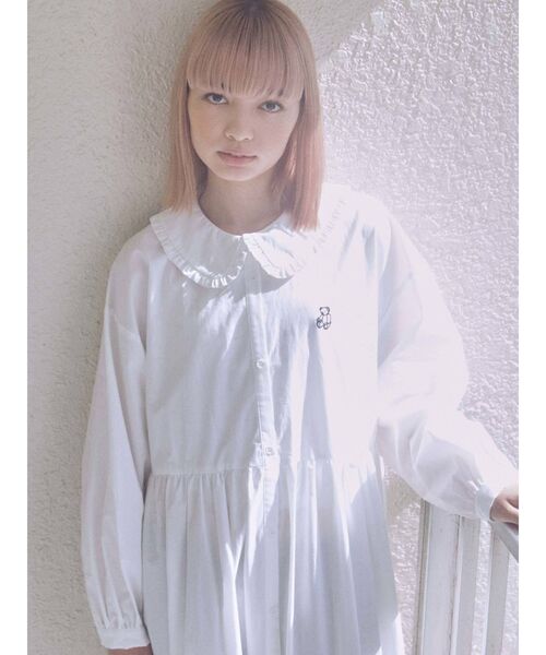 merry jenny（メリージェニー）の「フリルカラーbear刺繍ワンピース（ワンピース・レディース・ブラック/ブラウン/オフホワイト/ボルドー・FREE）」の16枚目の写真