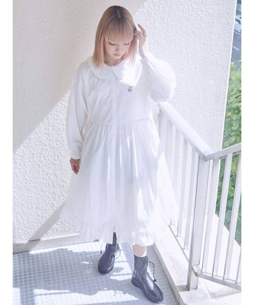 merry jenny（メリージェニー）の「フリルカラーbear刺繍ワンピース（ワンピース・レディース・ブラック/ブラウン/オフホワイト/ボルドー・FREE）」の17枚目の写真