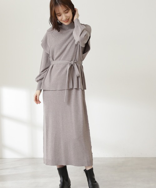 N.（N. Natural Beauty Basic）（エヌエヌナチュラルビューティーベーシック）の「◆ニットベスト＆ワンピースセット（ワンピース・レディース・チャコールグレー/グレイッシュベージュ/ブルー・MEDIUM）」の3枚目の写真