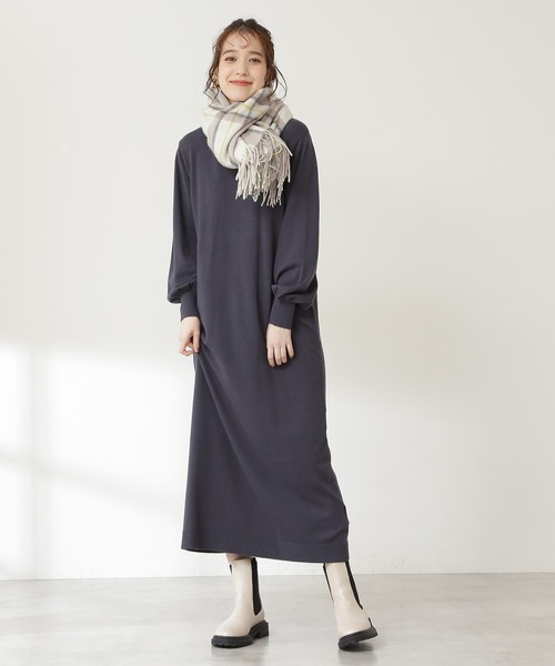 N.（N. Natural Beauty Basic）（エヌエヌナチュラルビューティーベーシック）の「◆ニットベスト＆ワンピースセット（ワンピース・レディース・チャコールグレー/グレイッシュベージュ/ブルー・MEDIUM）」の6枚目の写真